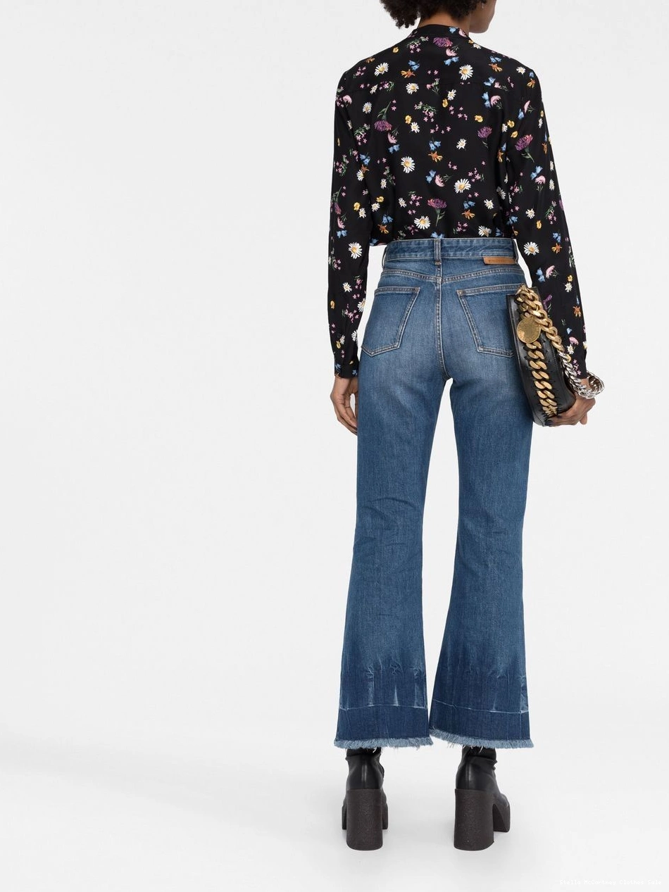 Cheap jeans Stella McCartney cropped Women frayed-edge 0731